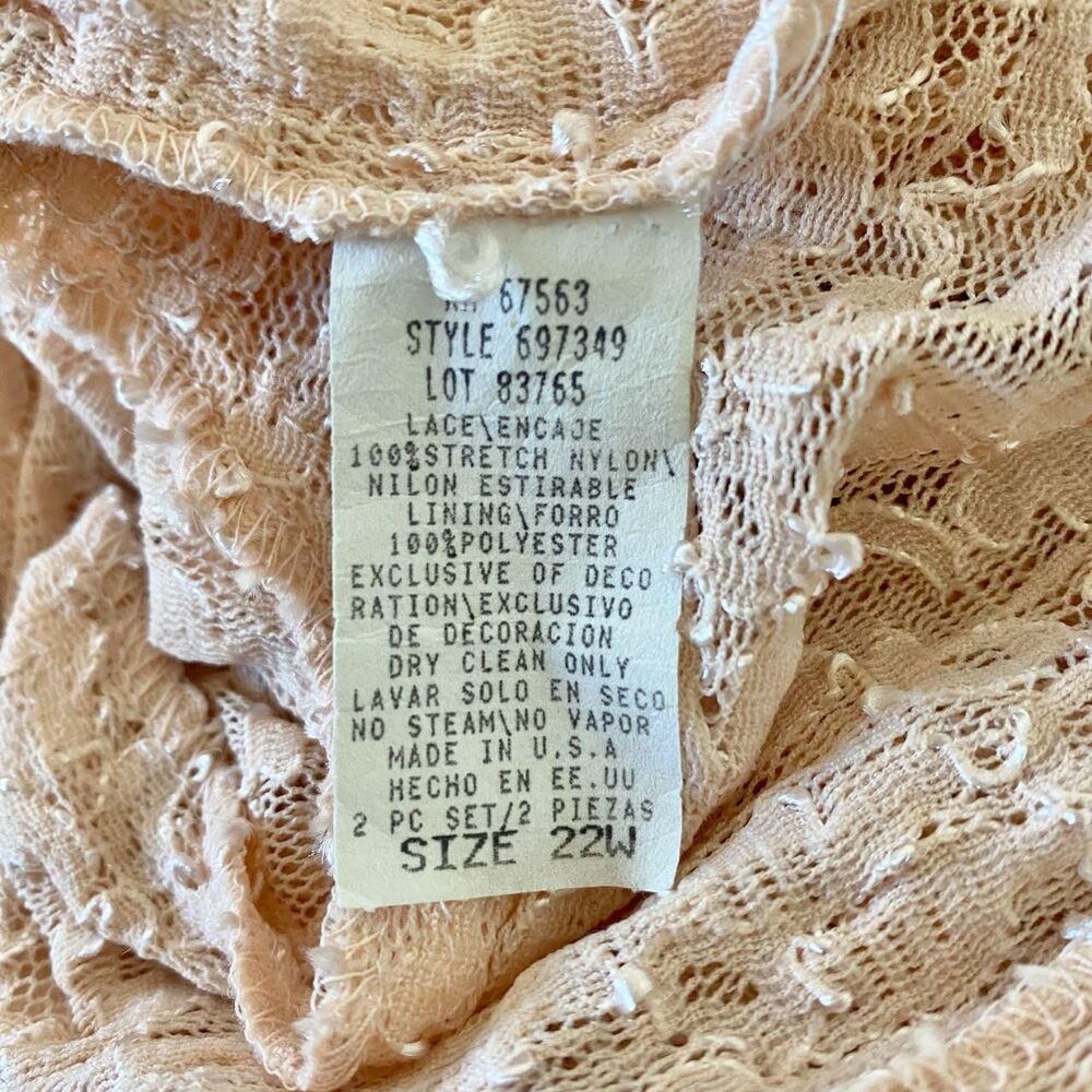 Blush Pink Vintage Fairy Coquette Whimsical Lace Rosebud Cardigan Plus 22 2XL - Picture 7 of 7
